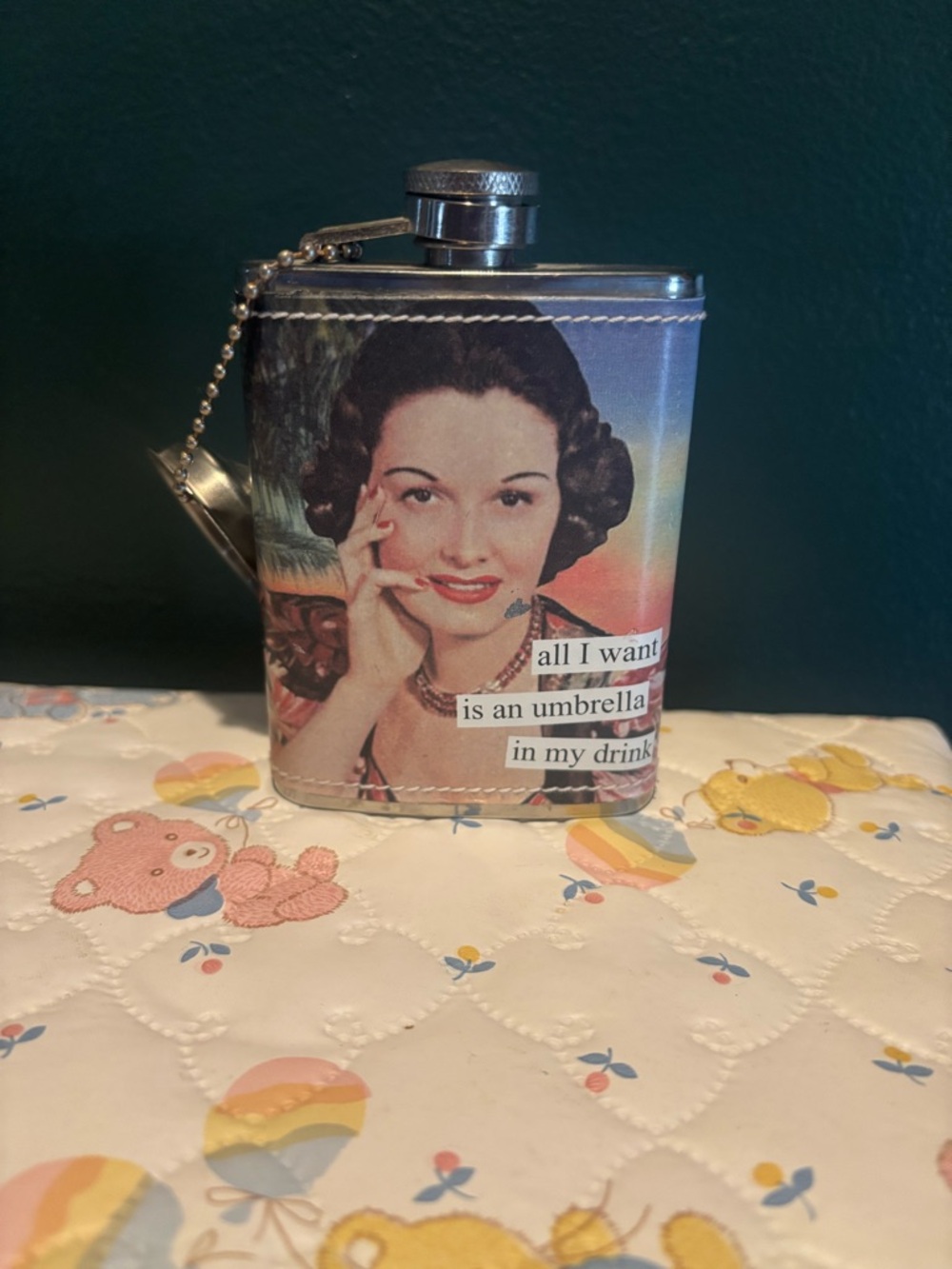 Vintage-Style Ann Taintor Cocktail 4 oz Flask with Retro Lady Graphic